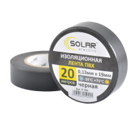 Лента изоляционная ПВХ Solar 20м, 0.13x19мм, черная