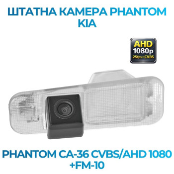 Штатна відеокамера заднього огляду PHANTOM CA-36 CVBS/AHD 1080+FM-10 (Kia)